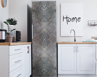 Grey Textured Fridge Wrap: Vinyl Refrigerator Door Decal