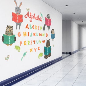 Pared del alfabeto, pegatinas de letras, decoración infantil, para el aula, para aprender, aprender letras, letras de vinilo, calcomanía