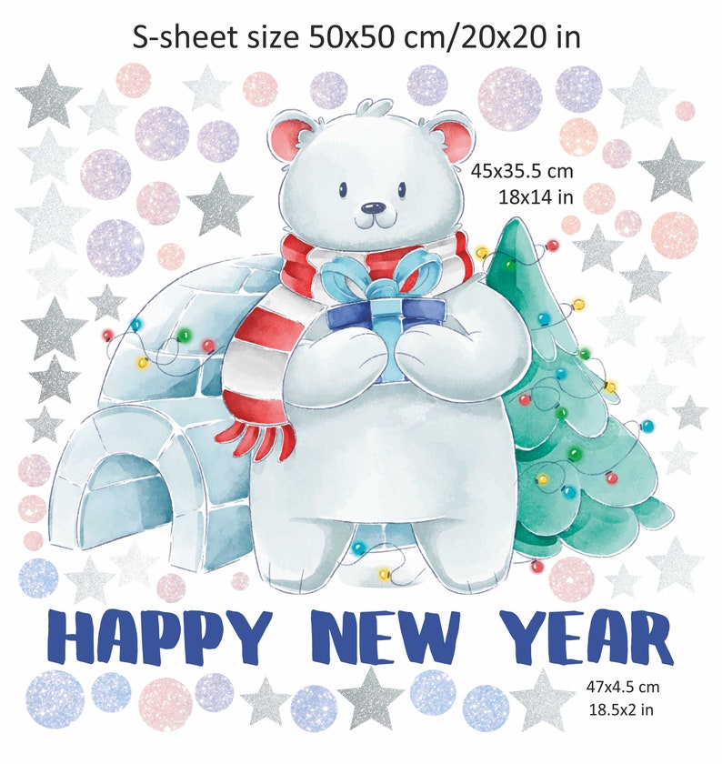 Christmas Window Sticker, Polar Bear Vinyl Sticker on Wall or Window
