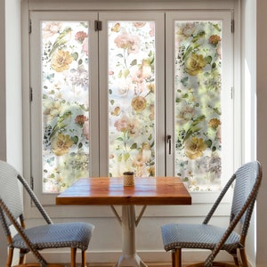 Peonies Decorative Window Film, Floral Window Stickers, Privacy Bathroom Film, Matte Glass Film, window Film for Home and Office, on mirror