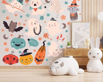 Juego de pegatinas de pared para Halloween, decoración de habitación infantil
