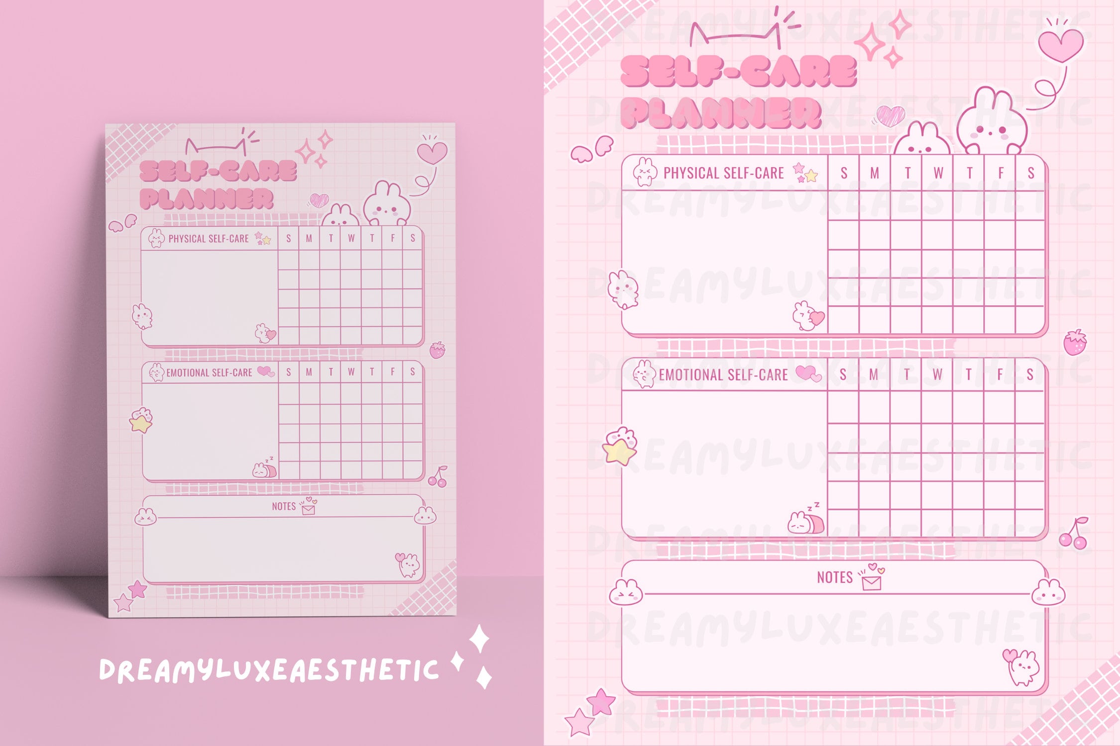 Kawaii Aesthetic Cute Pink Bunny Digital Goodnotes iPad