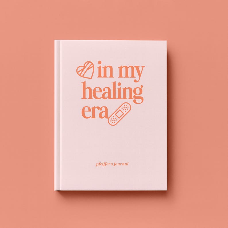 Personalized Journal, Therapy Notebook, Self Care Diary, Mental Health Gift, In My Healing Era Mochi