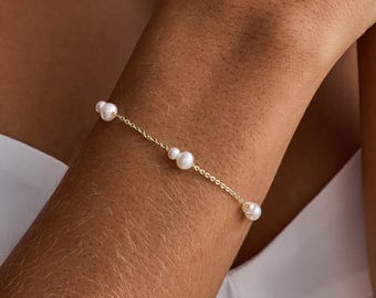 Real Pearl Bead Bracelet, Minimalist Natural Pearl Bracelet, Daily Bracelet, Bridesmaid Jewellery, Wedding Bridesmaid Gift, Gift for Mom