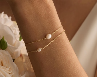 Natürliche Süßwasserperle Armband, Gold Double-Layer Perlenarmband, Braut Perlenarmband, tägliches Armband, Brautjungfer Geschenk, Geschenk für Sie
