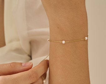 Minimalist Perlenarmband, echte natürliche Süßwasser Perlen Armband, Brautjungfer Armband, Hochzeitsarmband, Geburtstagsgeschenk, Weihnachtsgeschenk