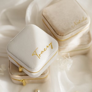 Gepersonaliseerde sieradendoos van hoge kwaliteit Italiaans fluweel, aangepaste reissieradendoos, cadeau bruidsmeisje, voorstel bruidsmeisje, kerstcadeau