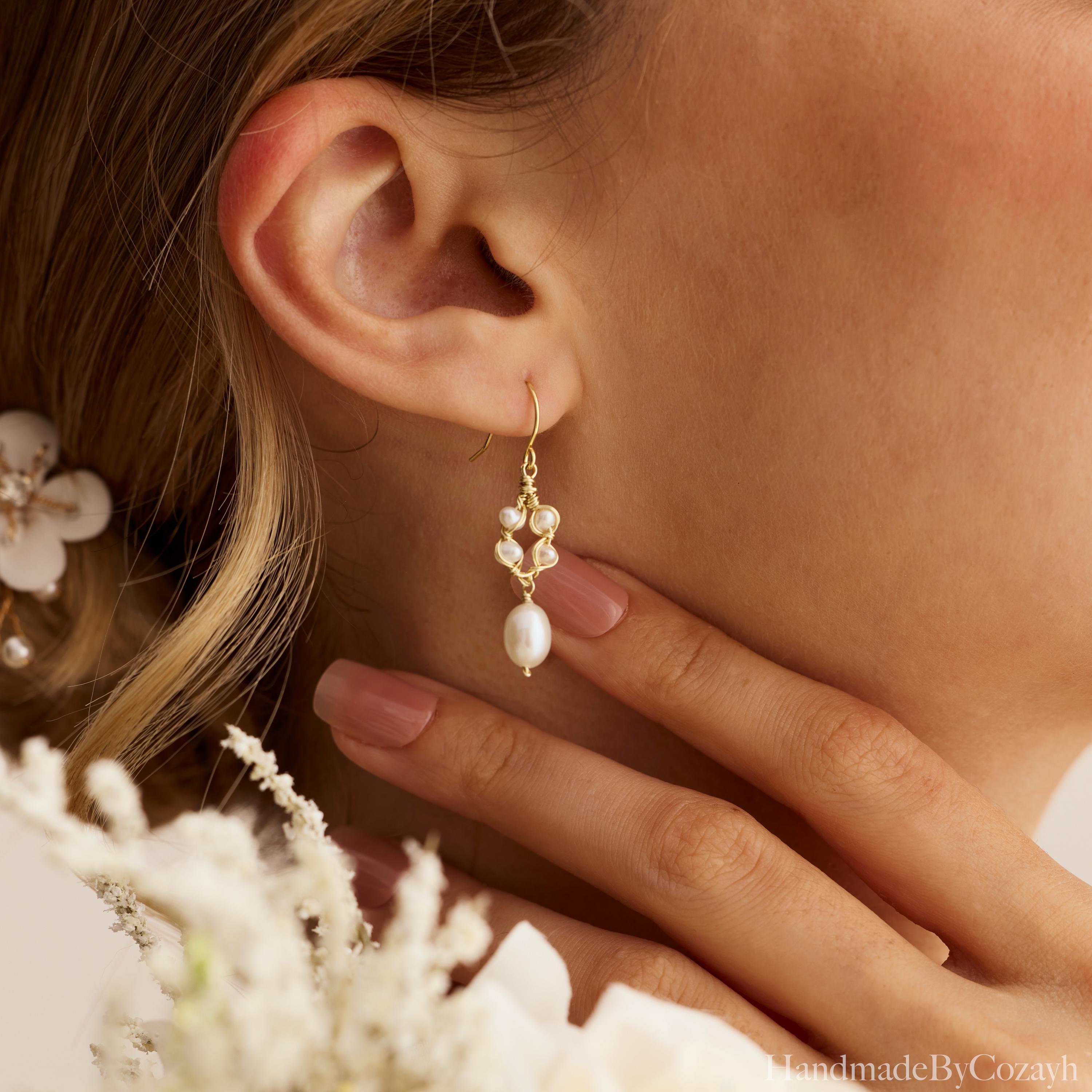 Pearl Flower Drop Earrings