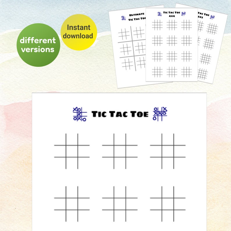 Printable Tic Tac Toe Game With Different Variations Instant Download ...