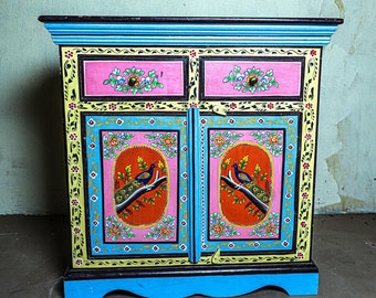 Wooden Beautiful Painted Cabinet, Handicraft Storage Unit For Cloths/Shoe/Goods, Living Room Furniture, Nightstand/Lamp-Table/Side Table