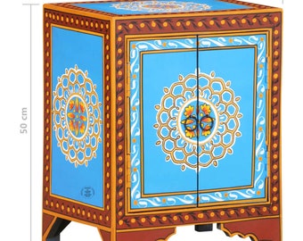 Wooden Beautiful Painted Bedside Table, Handicraft Side Table, Living-Room/Bedroom Indian Furniture, Nightstand-Table/Lampstand Table
