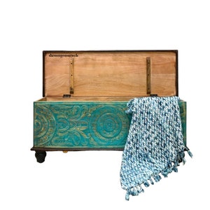 Teal blanket box sale