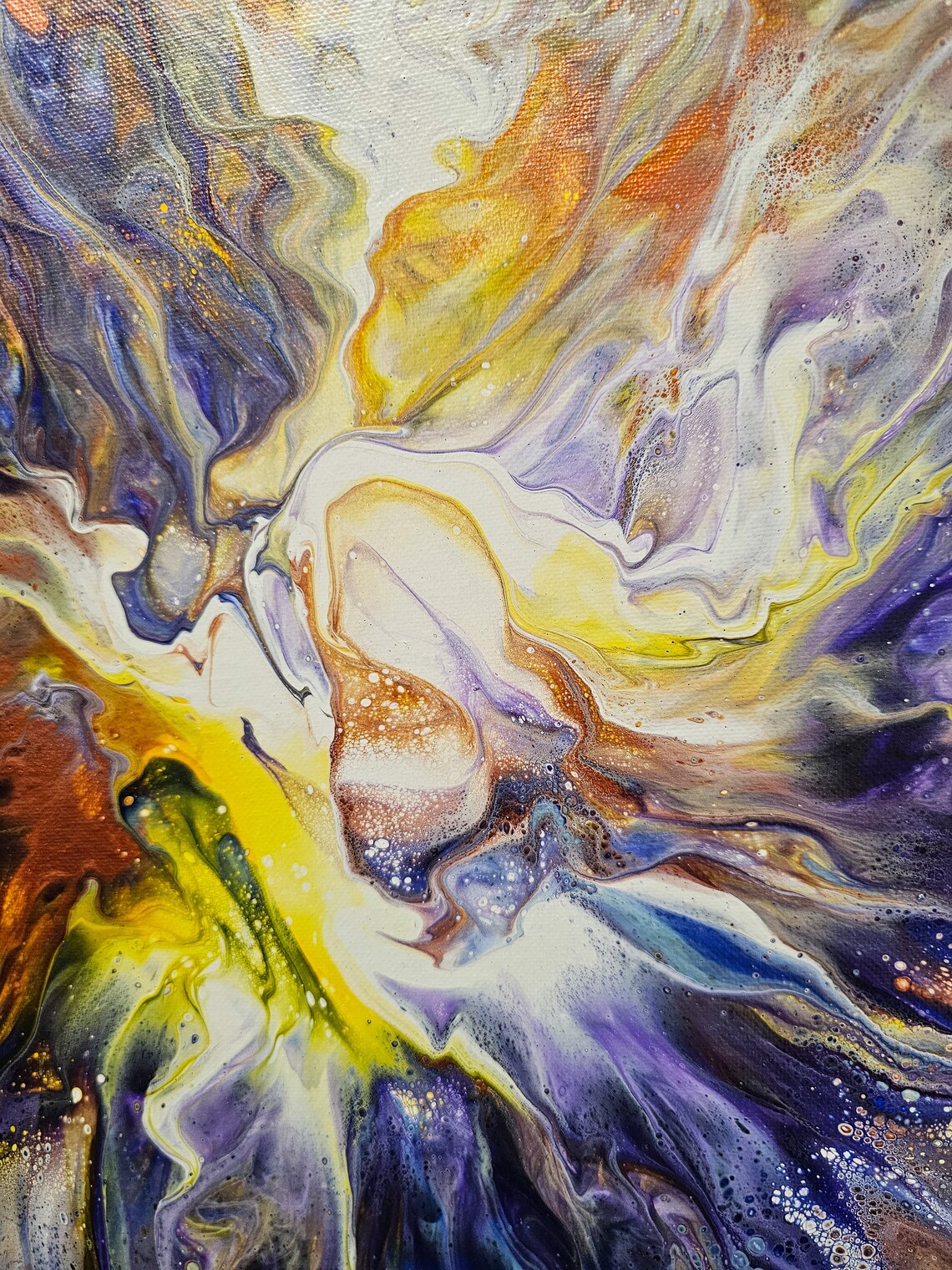 Original Fluid Art Dutch Pour Painting on 14 X 14 Canvas. Acrylic Flow ...