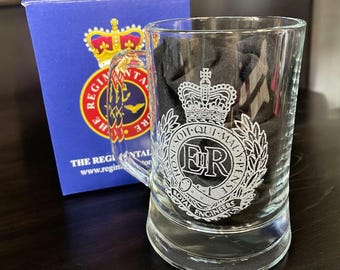 The Corps of Royal Engineers personalised Glass Tankard. Veteran's gifts for Christmas.