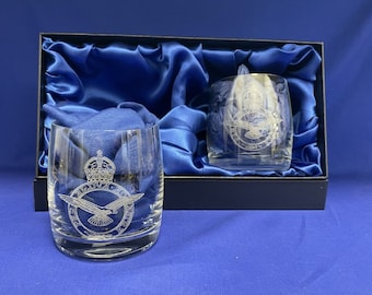 The Royal Air Force - RAF Personalised Bohemia Crystal Whisky Glasses.