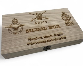 Engraved Medal Box for UK Military Army, Royal Navy & RAF