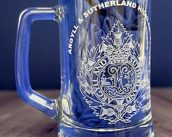 Argyll and Sutherland Highlanders Glass Tankard