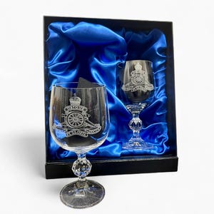 British Army Twin Port Glasses in presentation box.