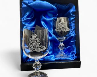 British Army Twin Port Glasses in presentation box.