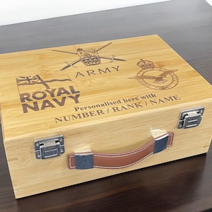 Box mit Gravur für die britische Armee, die Royal Navy und die RAF