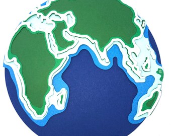 Schöne Earth Globe 3D Layered Paper Art Craft 14,5 cm Erde Tag Dekoration