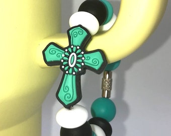 Turquoise Cross Stanley Tumbler Cup Charm | Tumbler Accessories | Stanley Cup Accessories | Tumbler Handle Cup Charm | Bag Backpack PurseTag