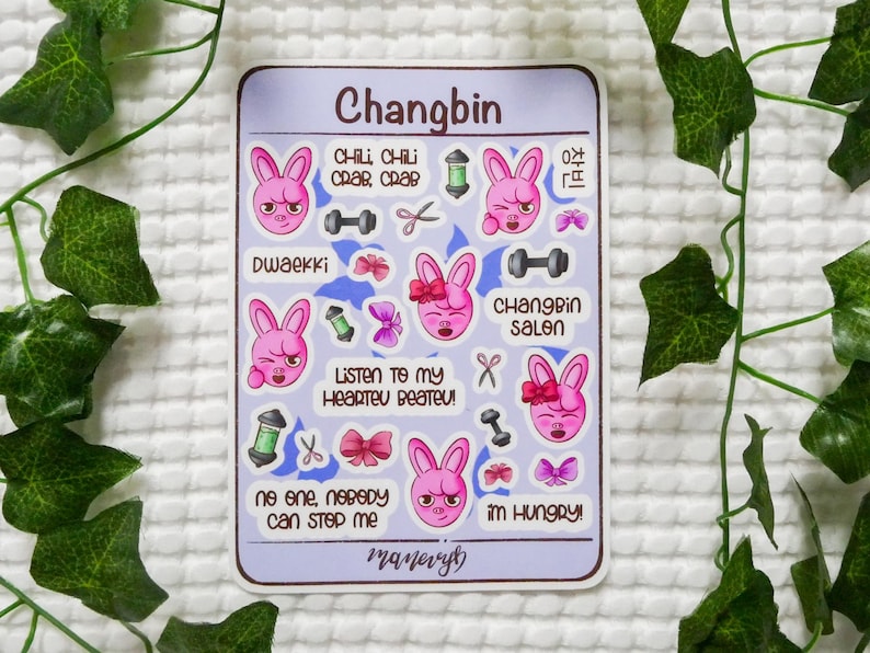 SKZOO inspired vinyl stickersheets - member specific - waterproof - Stray Kids Changbin