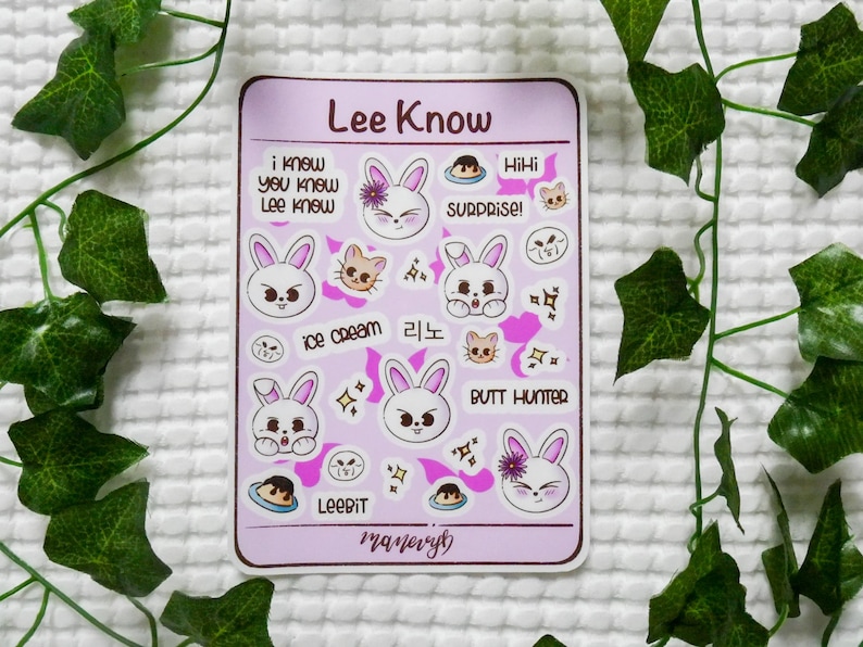 SKZOO inspired vinyl stickersheets - member specific - waterproof - Stray Kids Lee Know