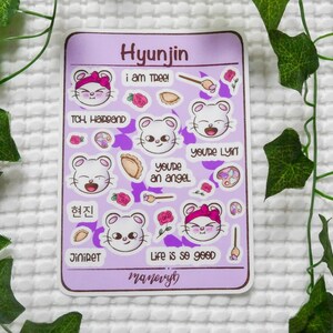 SKZOO inspired vinyl stickersheets - member specific - waterproof - Stray Kids Hyunjin