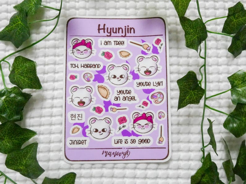 SKZOO inspired vinyl stickersheets - member specific - waterproof - Stray Kids Hyunjin