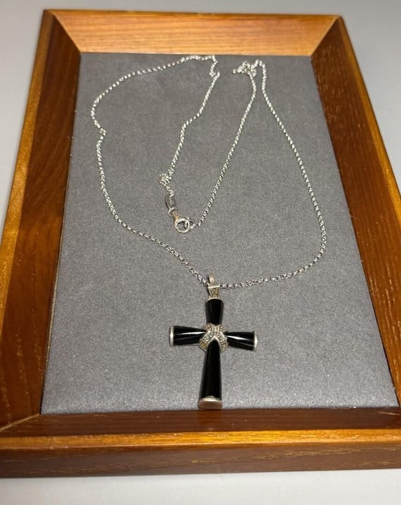 Sterling Silver 925 Necklace Black Onyx Cross Pendant Engelsrufer Fine Jewellery