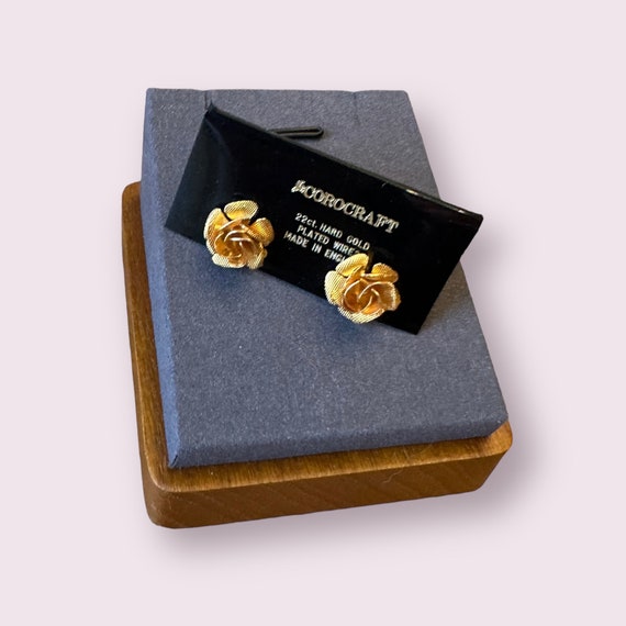 Vintage Corocraft Earrings Pierced Ears 22ct Gold… - image 5