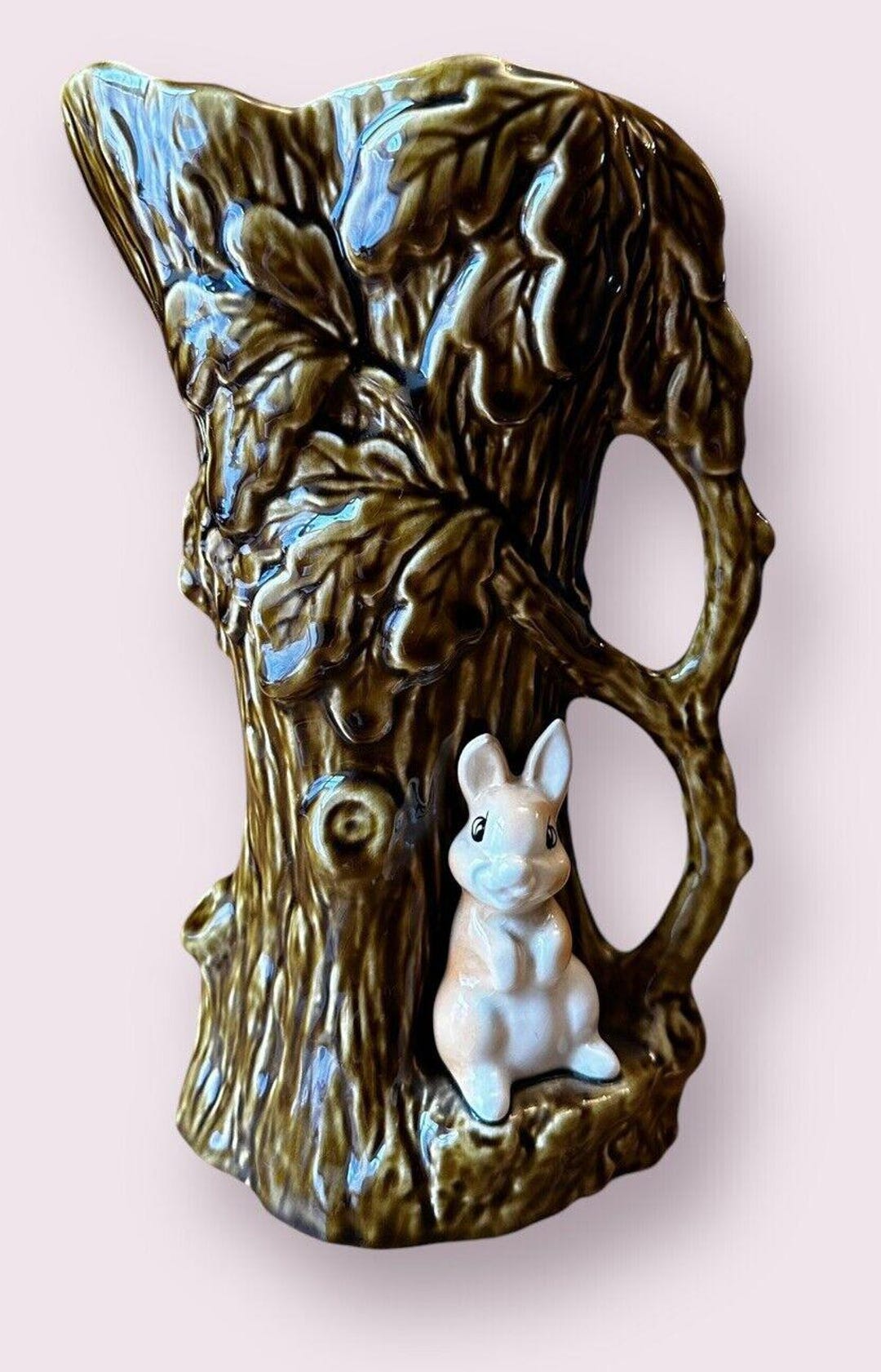 Vintage Sylvac Rabbit Vase Jug Oak Tree Stump Cute Rabbit Lovely ...