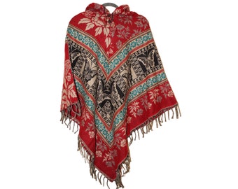 Glamorous Handmade Acrylic Woolen Hooded Poncho