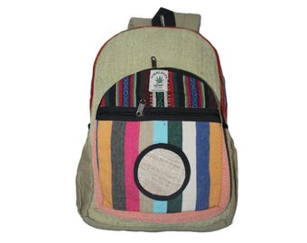 Natural Handmade Herringbone designed bag | colorful Hemp Lightweight backpack