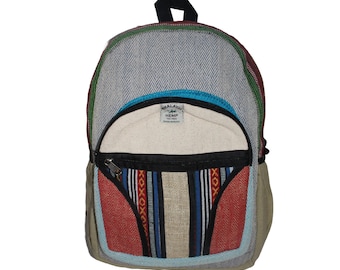 Natural Handmade Herringbone designed bag | colorful Hemp Lightweight backpack