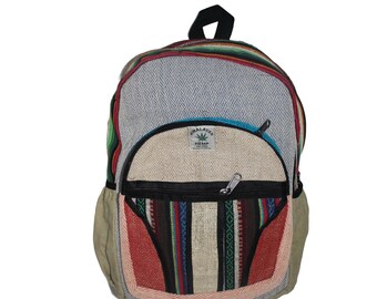 Natural Handmade Herringbone designed bag | colorful Hemp Lightweight backpack
