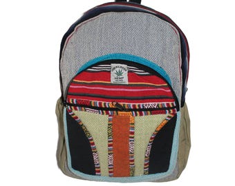Natural Handmade Herringbone designed | colorful Lightweight Hemp backpack