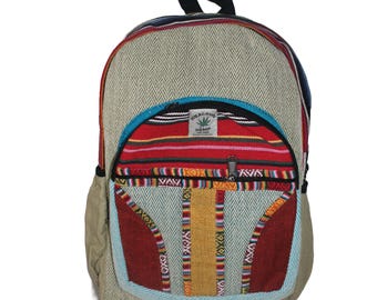 Natural Handmade Herringbone designed | colorful Lightweight Hemp backpack