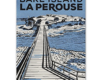 Bare Island & La Perouse . Limited Edition Risograph Print (A4). Sydney Eastern Beaches.