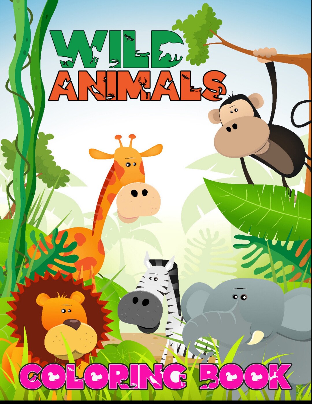 Wild Animals Coloring Book Etsy