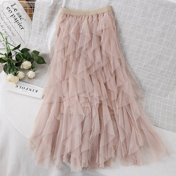 Layered Tulle Pencil Skirt main image 0