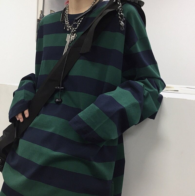 Tate Langdon Green Striped Sweater 