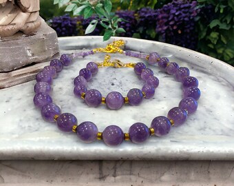 Bracelet Améthyste Perles 12 mm