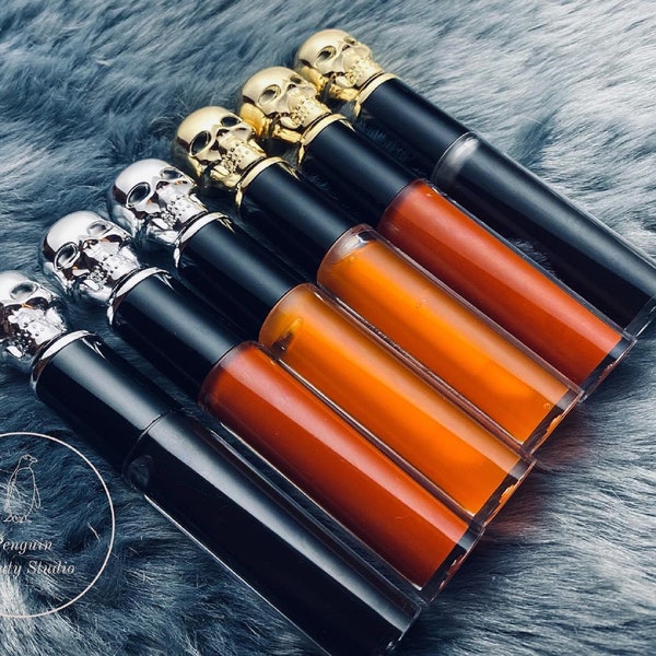 LIMITED EDITION Halloween Collection Skull Lip Gloss /Vegan, Cruelty Free, Organic Ingredients, Hot Chocolate, Fruit Punch, Pumpkin Spice/