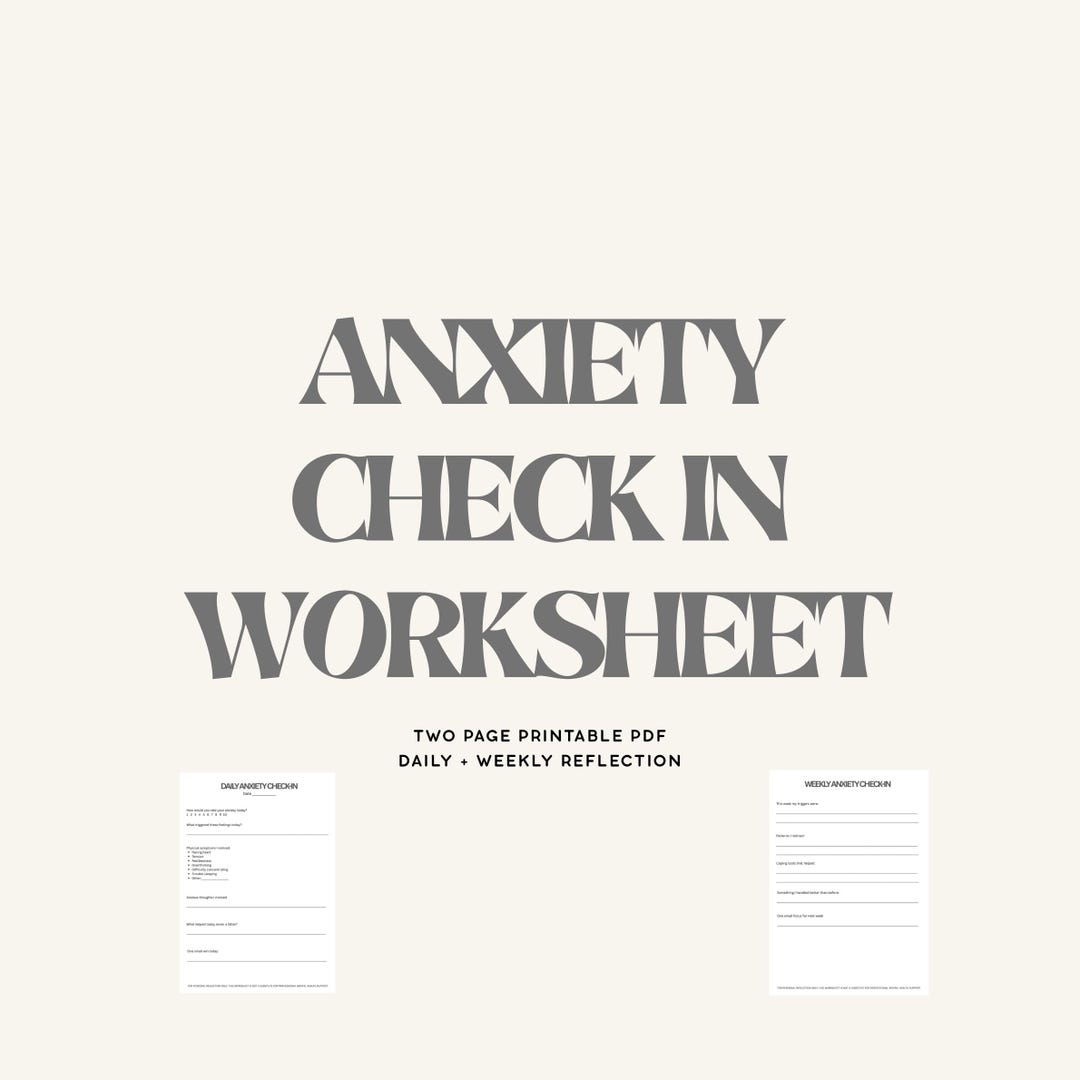 Anxiety Check in Worksheet | Minimalist Daily Weekly Reflection PDF - Etsy