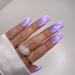 Purple Ombre Press On Nails Ombre Nails Classic nails Medium Square Nails New Trend Luxury Nails Salon quality Reusable image 1
