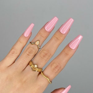 Nudy Pink Press On Nails | Cute Nails | Pink Nails | Medium Coffin Nails | False Nails | Luxury Nails | Salon quality Reusable