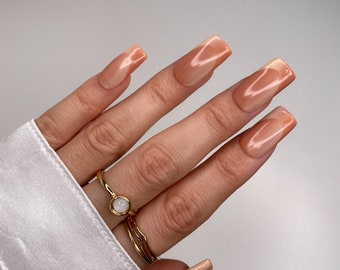 Light Brown Ombre Press On Nails | Ombre Nails | Classic nails | Medium Square Nails | New Trend | Luxury Nails | Salon quality Reusable