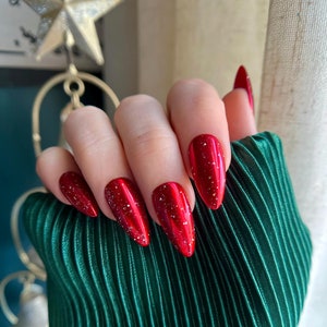 RUBY | Press On Nails | Stiletto Almond Coffin Ballerina Oval Square